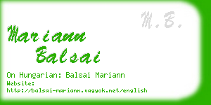 mariann balsai business card